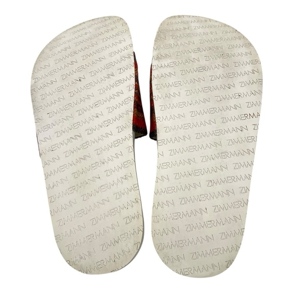 Zimmermann Beach Stripe Woven Raffia Pool Slides Red and Orange Sandals Women 39 - Picture 12 of 16